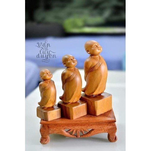 Combo 3 Tượng Vạn Sự Tùy Duyên Gỗ Bách Xanh